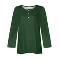 thumbnail image 4 of IROINNID Polyester Long Sleeve T Shirt for Women Casual Solid Loose T-shirt Blouse Round Neck Tops,Green, 4 of 4