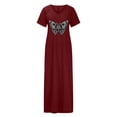 thumbnail image 4 of SMihono Summer Boho Maxi Dress pour Femmes Plus Size Col Rond Imprimé Décontracté Manches Courtes Poche Fendue Longue Dress Beach Swing Sundress, 4 of 8