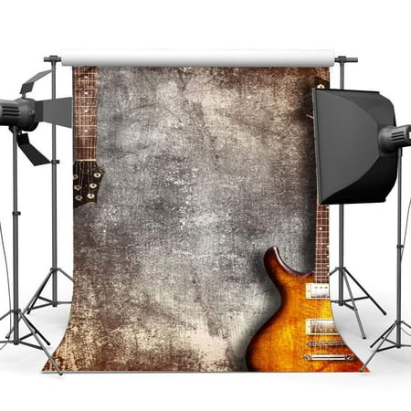 Image of ABPHOTO Polyester 5x7ft Shabby Guitar Band Concert Backdrop Hip Hop Grunge Solid Blurry Peeling Concerte Wallpaper West Cowboy Photography Background for Boys Students School Show Photo Studio Props
