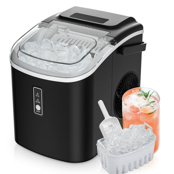 EUHOMY Countertop Ice Maker 26 lbs/Day Portable Self-Cleaning, 9 Bullet Ice in 6 Min, Black