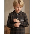 thumbnail image 6 of PureChapter Boys Button Down Shirt Plaid Long Sleeve Shirt with Letter Embroidery, Casual Boys Shirts for 7-15 Years, 6 of 8