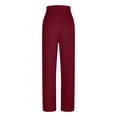 thumbnail image 6 of XFLWAM Women's Pleated Ribbed Sweatpants Drawstring Elastic High Waisted Wide Leg Palazzo Pants Casual Straight Leg Lounge Trousers Wine XL, 6 of 8