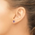 thumbnail image 3 of 14k White Gold 6x4.2mm Emerald Cut Amethyst Earrings - 7mm, 3 of 6