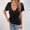 Black womens shirts, variant on Usmixi Womens Shirts V-Neck Short Sleeve Solid Summer Cute Tops Casual Button Down Soft Knitted Waffle Tunic Blouses Black xl Clearance Clothes