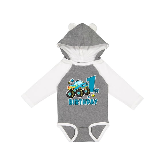 Inktastic 1st Birthday Monster Truck Boys Long Sleeve Baby Bodysuit