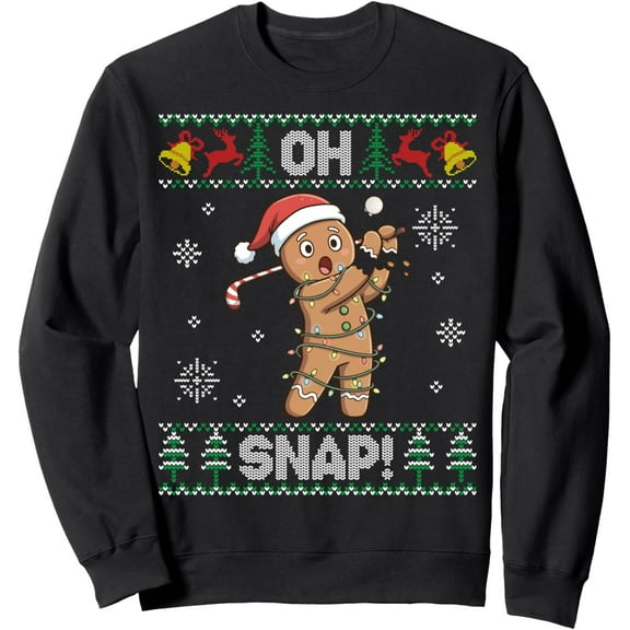 Gingerbread Golf Christmas Cookie Oh Snap Santa Ugly Sweater Sweatshirt