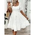 thumbnail image 2 of Women's Smocked Eyelet Square Neck Puff Sleeve Mini Dress Ninety Five Percent Polyester and Five Percent Spandex, 2 of 7