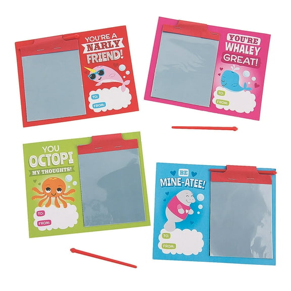 Valentine Mini Magic Pads With Sealife C - Party Favors - 12 Pieces