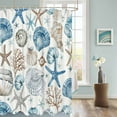 thumbnail image 3 of Fabric Shower Curtain, Summer Ocean Blue and Brown Starfish Seashell Coral Bathroom Curtain with 12 Hooks Waterproof No Bad Odor Machine Washable Bath Curtains for Bathroom, Spa Room, 72"x78", 3 of 6