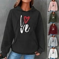 thumbnail image 5 of Hoodies for Women Graphic Heart Print Cute Long Sleeve Waffle Drawstring Pullover Spring Fall Sweatshirts with Pockets(Wine,L), 5 of 5