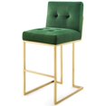 thumbnail image 3 of Bar Stool Chair Barstool, Set of 2, Velvet, Metal Steel, Gold Green, Modern Contemporary Urban Design, Bar Pub Cafe Bistro Hotel Restaurant Hospitality, 3 of 4
