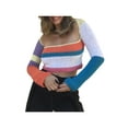 thumbnail image 1 of SAYOO , prendas de punto caladas para mujer, blusas cortas de manga larga con cuello cuadrado de colores variados SAYOO Moda, 1 of 7
