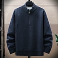 thumbnail image 2 of 1/4 Zip Sweaters for Men Long Sleeve High Neck Knit Fleece Lined Heavyweight Solid Pullover Sweatshirt Jacket (XL, Dark Blue), 2 of 5