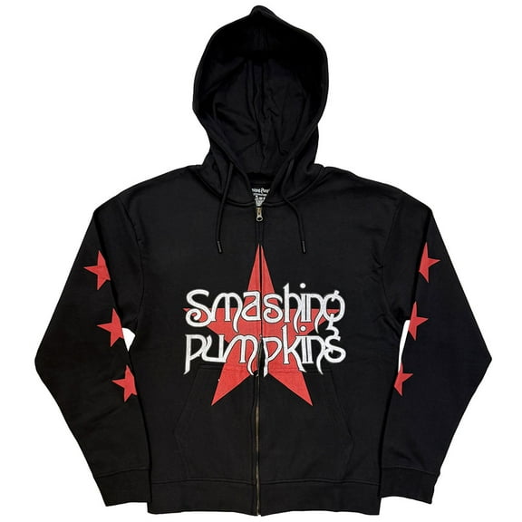 The Smashing Pumpkins Unisex Zipped Hoodie Sweatshirt Star Logo (Black)
