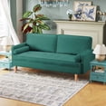 thumbnail image 3 of 70" Modern Loveseat Sofa Couch,Mid-Century Velvet Upholstered Small Love Seat Couch with 2 Pillows for Compact Space,Living Room,Apartment,Green, 3 of 7