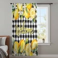 thumbnail image 3 of Yellow Lemons Sheer Curtains 54 Inches Long, Summer Fruits Leaves Botanical Buffalo Plaid Light Filering Curtains, Breathable Simi Curtain Privacy Drapes for Kitchen Bathroom Small Window Treatment, 3 of 9