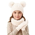 thumbnail image 2 of Sentuca Kids Winter Hat Scarf Gloves Set, Bear Ear Knitted Beanie with Scarf & Gloves Cold Weather Outdoor Accessory for Girls Boys Size 2-10Y, 2 of 6