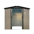 thumbnail image 5 of Aukfa 4' x 6' Outdoor Storage Shed, Waterproof Metal Garden Shed with Doors and Sloped Roof for Patio, Backyard, Lawn, Tool Storage, Bike Shed, Brown, 5 of 8