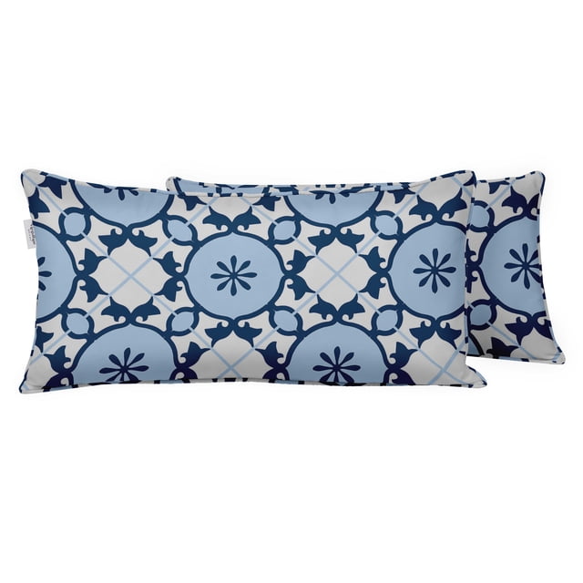 VargottamIndoor/OutdoorPolyester FabricLumbarPillowCover,All-Weather Waterproof Rectangular Cushion Case for Patio Furniture,12" x 20"Set of 2 -Mandala-75