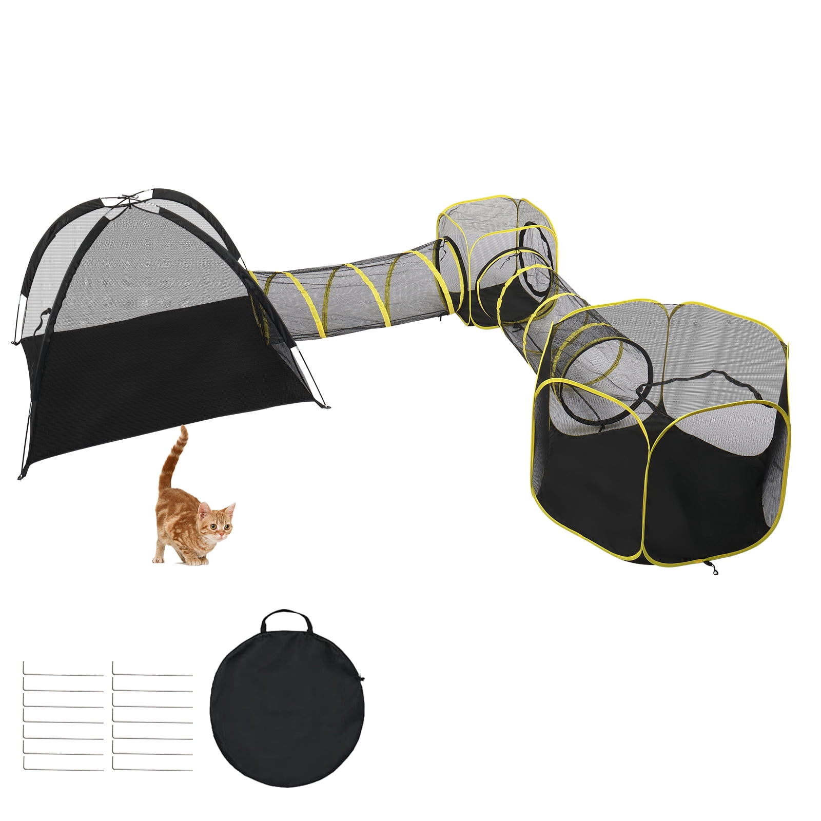 UBesGoo Cat Enclosures for Outside, Portable Cat Tent for Dogs and Small Animals, Cat Outdoor Tent with Foldable Bag(Orange)
