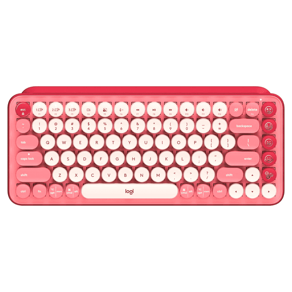 Logitech POP Keys Mechanical Wireless Keyboard with Customizable Emoji Keys, Multi-Device, OS Compatible - Heartbreaker Rose (920-010709)