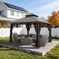 thumbnail image 2 of Clouddwell 10'x 10' Patio Gazebo Double Roof Protection All-Weather Outdoor Shelter Features Insect Screens for Backyard, Lawn, (Gray), 2 of 9