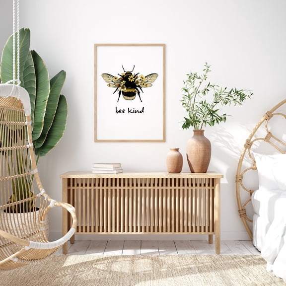 Bumble Bee 'Be Kind' Poster Nursery Wall Art Home Decor UNFRAMED Poster, Wall Art for Decor, Present, 8x12