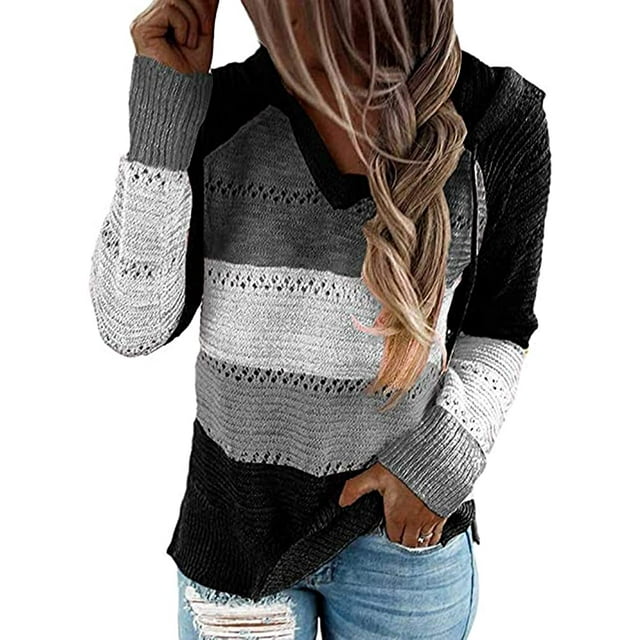 Sudadera con capucha para mujer Suéteres Color Block Sudaderas de manga larga Lounge Hoodie Tops Adepaton WMZY-673-21