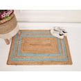 thumbnail image 4 of Rectangle Rug Natural Jute Rug Hand Braided Beige and Turquoise Border Color Area Rug, 4 of 5