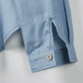 thumbnail image 2 of Womens Button Down V Neck Denim Shirts Long Sleeve Blouse Roll Up Cuffed Sleeve Casual Work Plain Tops with Pockets, 2 of 9