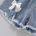 thumbnail image 3 of Kukoosong Girls Shorts Girls Bright Jean Shorts For Middle School Students Summer New Thin Elastic Waistband Pants Blue 6-7 Years, 3 of 6