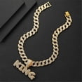 thumbnail image 4 of Men Women Hip Hop Letters KING Pendant Necklace with 15mm Cuban Chain HipHop Iced Out Bling Necklaces Fashion Charm Jewelry, 4 of 6