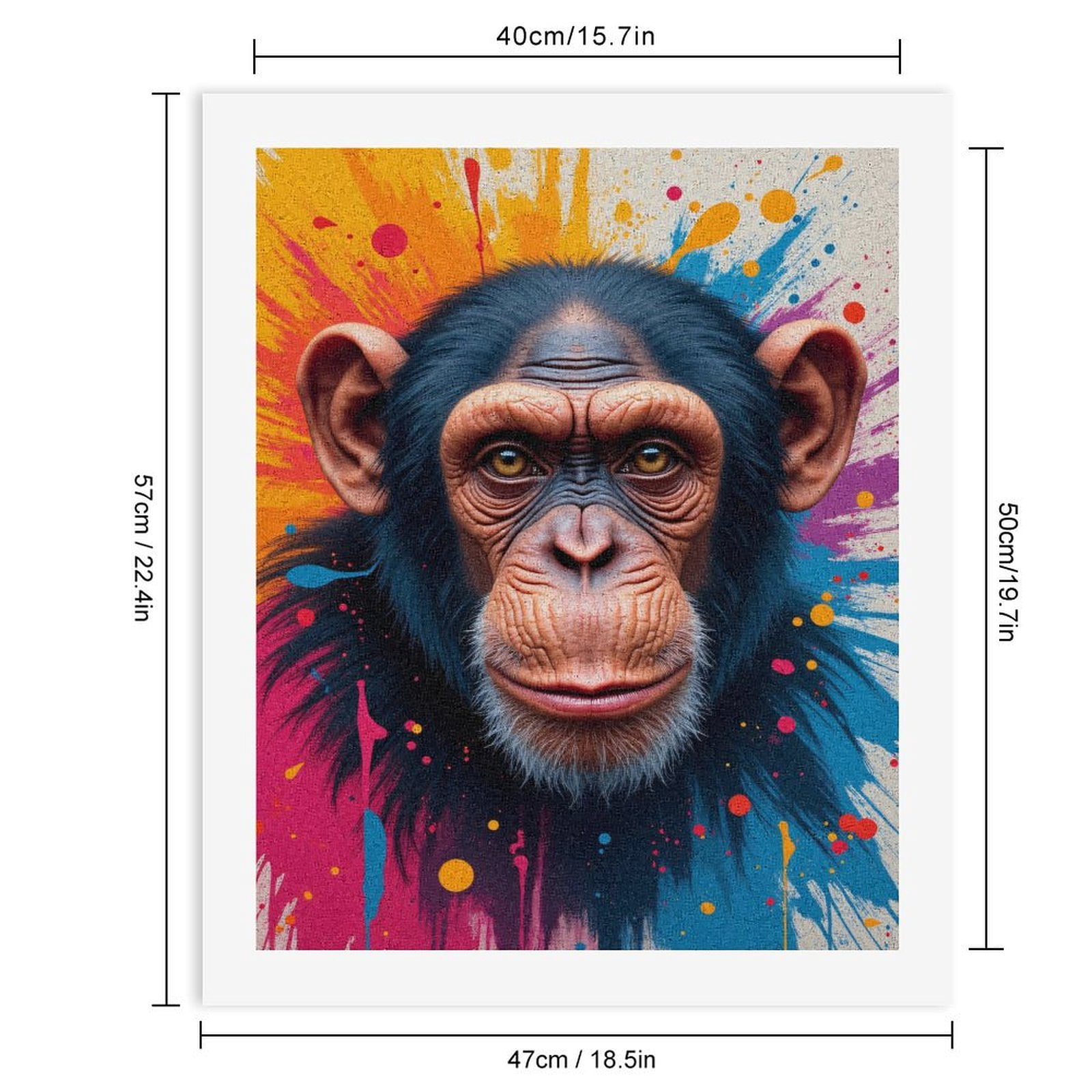 Paint By Numbers Kit for Adults Beginner - DIY Chimpanzee Colorful Abstract Art Canvas Painting Kits for Adults, Frameless Paint By Number for Adults for Home Wall Decor 16x20 Inch