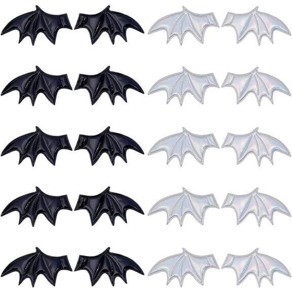 40Pcs 4 Styles Leather Bat's Left Wing Ornament Accessories for Hair Ornament & Costume Accessory Mixed Color 60x35x2mm 10pcs/style