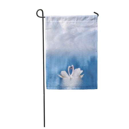 SIDONKU Blue Bird Graceful Swans in Love Against Foggy Wedding Garden Flag Decorative Flag House Banner 28x40 inch