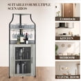 thumbnail image 3 of Bar gabinete: estilo rural de esquina almacenamiento, rustic brown, adjustable estantes, glass holder, dining room wine organizer, 3 of 7