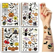 Terra Tattoos Assorted Halloween Temporary Tattoos, 75  Designs Pumpkins, Ghosts, Witches, Skeletons & More! Party Favors Costumes Goody Bags Adults Kids Waterproof Temporary Tattoos