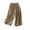 Khaki, variant on Staron Women's Casual Linen Cotton Pants Elastic Waist Drawstring Solid Color Straight Leg Capri Trousers, Yellow XL