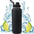 thumbnail image 1 of 1100ML Botella Térmica，Hisemy Termo de Acero Inoxidable sin BPA，100% a prueba de fugas, aislamiento de doble pared，para Agua Fría (24 horas) o Caliente (12 horas), 1 of 7
