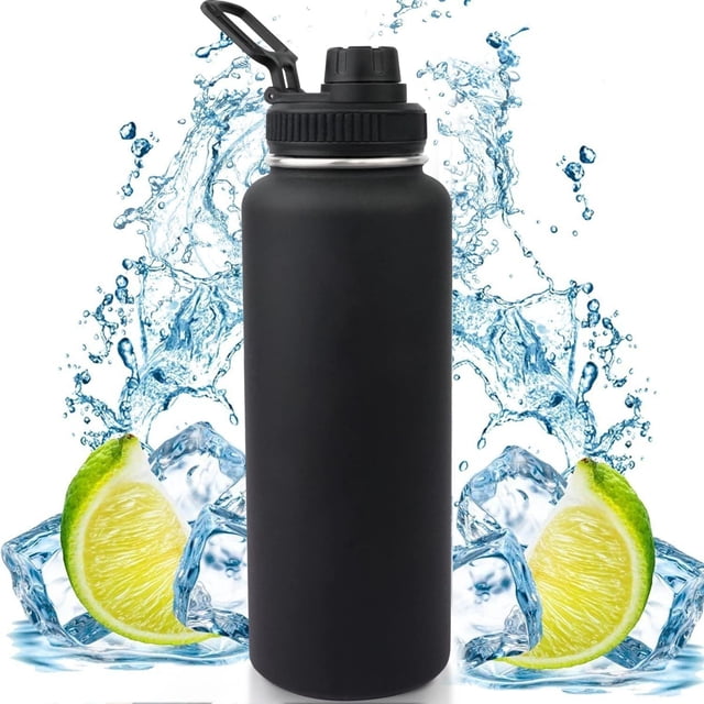 1100ML Botella Térmica,Hisemy Termo de Acero Inoxidable sin BPA,100% a prueba de fugas, aislamiento de doble pared,para Agua Fría (24 horas) o Caliente (12 horas)