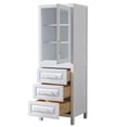 thumbnail image 2 of Daria Linen Tower in White with Brushed Gold Trim, Shelved Cabinet Storage, and 3 Drawers, 2 of 3