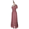 thumbnail image 4 of Women Renaissance Peasant Maiden Boho Inspired Cap Sleeve Lace Trim Maxi Dress, Pink, XX-Large, 4 of 5