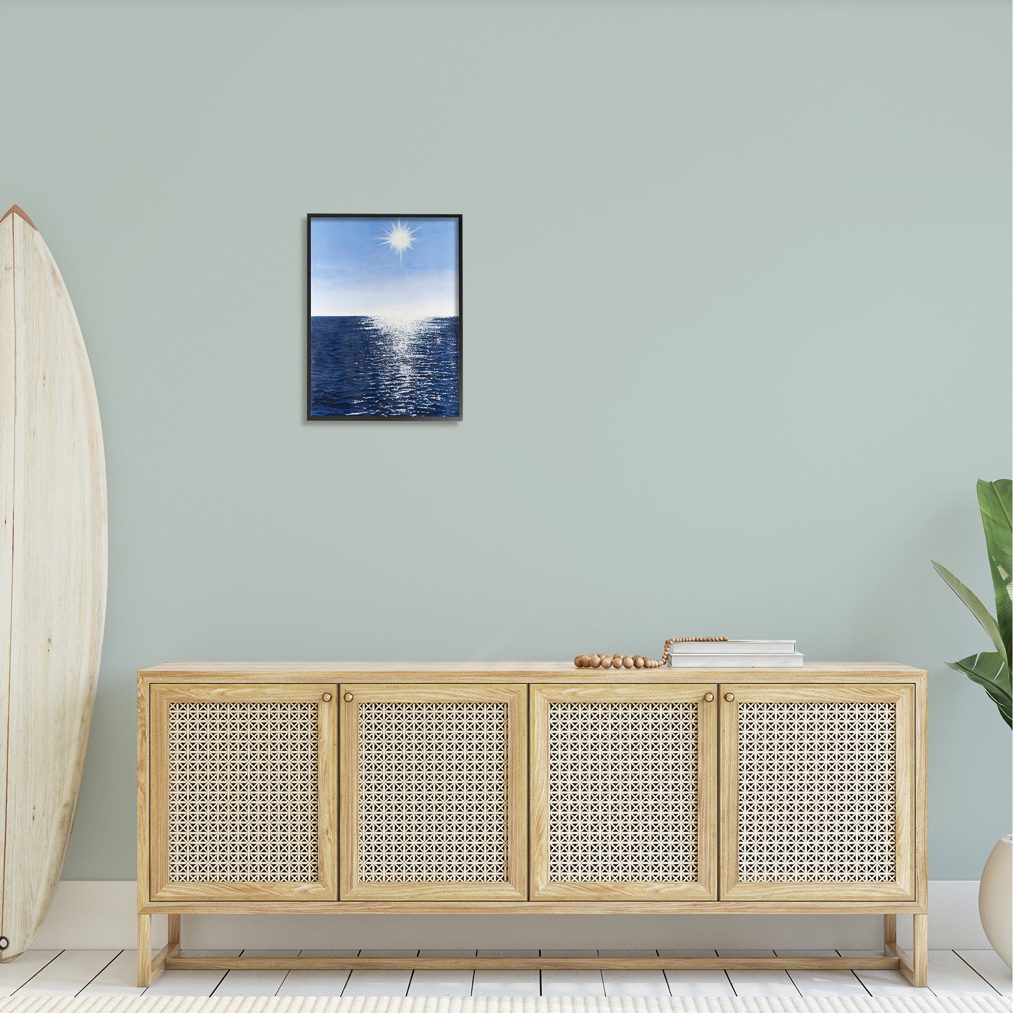 Stupell Summer Sunlight Ocean Reflection Landscape Photography Black Framed Art Print Wall Art