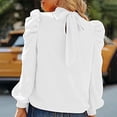 thumbnail image 5 of Blusa de mujer, elegante blusa de negocios de gasa, cuello alto liso, mangas abullonadas, tops S-XXL, 5 of 5