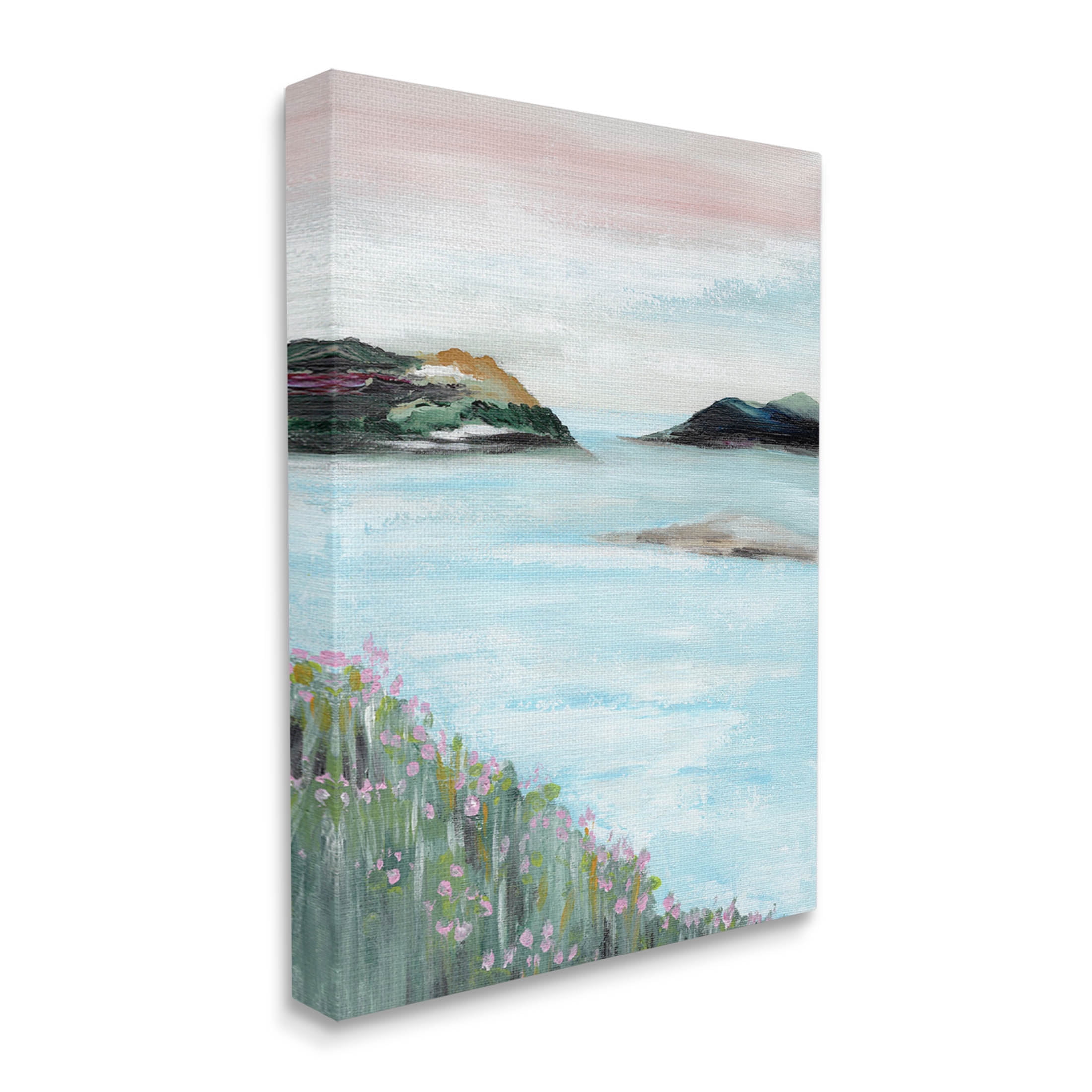 Stupell Industries Rocky Lakeside Meadow Pink Blooms Painting Gallery Wrapped Canvas Print Wall Art, Design by Nikita Jariwala