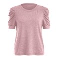 thumbnail image 6 of vigerkar Women's Puff Short Sleeve T Shirts Crew Neck Tunic Dressy Casual Summer Vacation Tops (Pink, L), 6 of 8