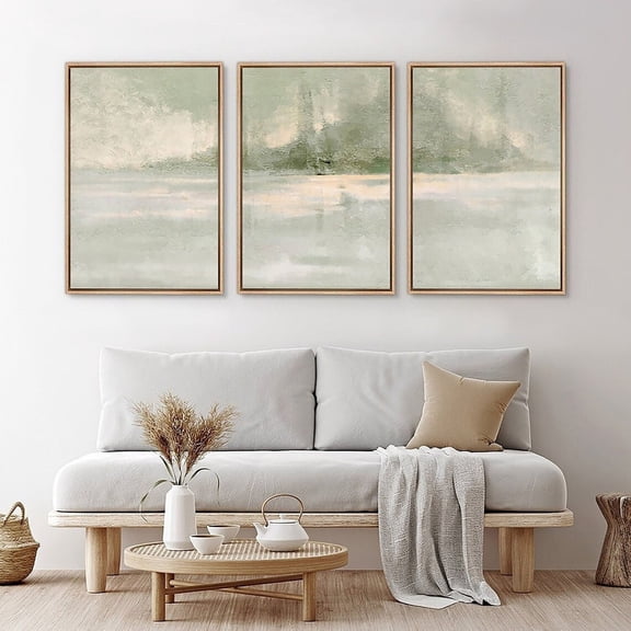 UNFFRAMED Wall Art Prints Set Of 3 Abstract Sage Green Landscape Print Minimalist Modern Wall Art Living Room Decor Set 3 Prints 8x12
