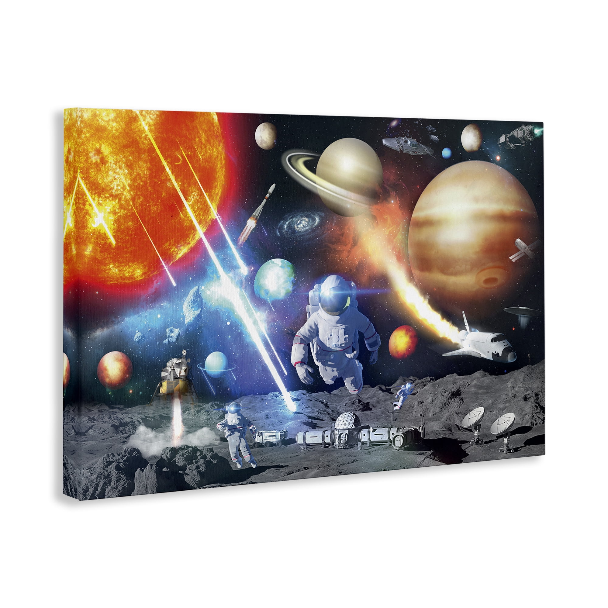 Stupell Industries Space & Astronauts Collage Astrology & Stars Painting Wrapped Canvas Art Print Wall Art, 24 x 16