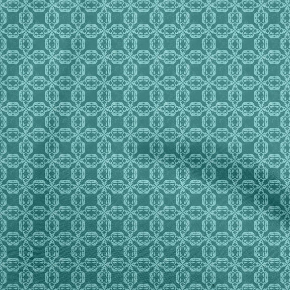 oneOone Cotton Cambric Teal Green Fabric Asian Ikat Quilting Supplies Print Sewing Fabric By The Yard 56 Inch Wide