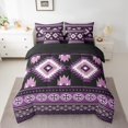 thumbnail image 2 of jejeloiu Vintage Boho Aztec 7-Piece Bedding Comforter Set,Geometric Rhombus Triangle King Bedding Sets,Purple Black Bed Sheets For Teens,Ultra Soft Home Decor Reversible, 2 of 8